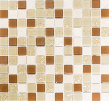 Mosaico de vidrio piedra natural mármol mosaico azulejos rústico beige ocre crema marrón dorado salpicaduras azulejo backsplash cocina - MOS62-1204-GN