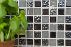 Mosaico de vidrio de piedra natural azulejos de mosaico de piedra rústica gris negro antracita grafito azulejo backsplash cocina splashback - MOS62-0302-GN