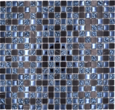 Mosaico de vidrio piedra natural mosaico azulejo mármol gris negro azul negro backsplash cocina backsplash baño - MOS92-0302