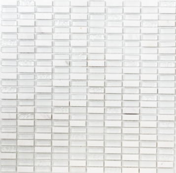 Muestra de mano mosaico azulejo azulejo backsplash blanco translúcido varillas mosaico de vidrio Cristal piedra blanco blanco mate MOS87-1401_m
