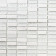 Muestra de mano mosaico azulejo azulejo backsplash blanco translúcido varillas mosaico de vidrio Cristal piedra blanco blanco mate MOS87-1401_m
