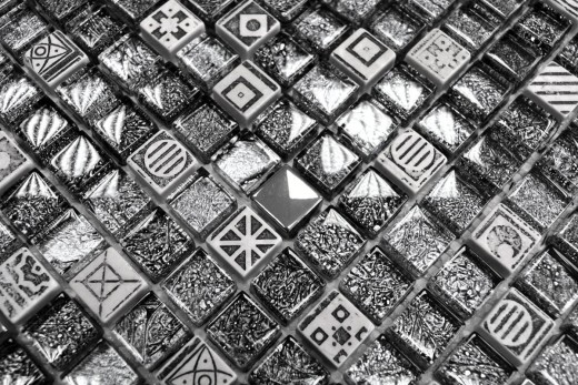 Mosaico de vidrio piedra artificial mosaico azulejo resina plata antracita negro estructura cocina salpicadero azulejo backsplash - MOS92-Z02EU