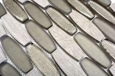 Muestra de mano mosaico azulejo azulejo backsplash gris translúcido forma de barco mosaico de vidrio Cristal piedra gris MOS85-BM59_m