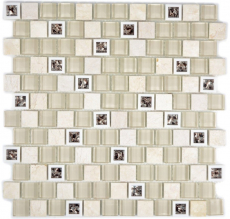 Piedra natural de vidrio mosaico de mármol de plástico beige marrón claro crema multiformato azulejo backsplash WC - MOS82BM-0115