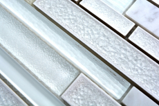 Muestra de mano mosaico azulejo translúcido cerámica blanco compuesto vidrio mosaico Crystal piedra cerámica blanco MOS87SO-0101_m