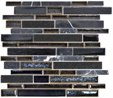 Muestra de mano mosaico azulejo translúcido cerámica negro compuesto vidrio mosaico cristal piedra cerámica negro MOS87SO-0329_m