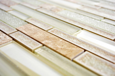 Mosaico de vidrio de piedra natural barras de mosaico de cerámica de mármol capuchino beige crema azulejo backsplash pared WC - MOS87SO-1251