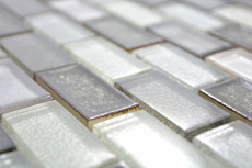 Muestra de mano mosaico azulejo translúcido cerámica gris Mosaico de vidrio ladrillo Cristal cerámica gris ártico MOS83IC-0219_m