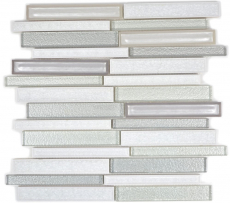Mosaico de azulejos de cerámica translúcida blanco compuesto mosaico de vidrio Crystal cerámica Ártico blanco MOS83IC-0131_f