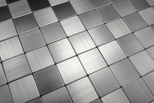 azulejo de mosaico autoadhesivo ALU plata metal azulejo backsplash cocina splashback MOS200-22M25