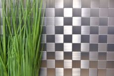 azulejo de mosaico autoadhesivo ALU plata metal azulejo backsplash cocina splashback MOS200-22M25