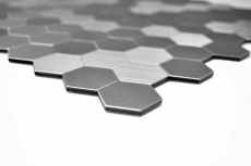 azulejo de mosaico autoadhesivo ALU plata metal hexágono azulejo backsplash cocina splashback MOS200-22MHX