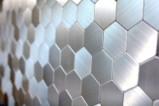 azulejo de mosaico autoadhesivo ALU plata metal hexágono azulejo backsplash cocina splashback MOS200-22MHX