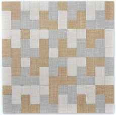 Muestra de mano mosaico azulejo backsplash autoadhesivo aluminio crema beige gris combinación metal aspecto textil MOS200-2522_m