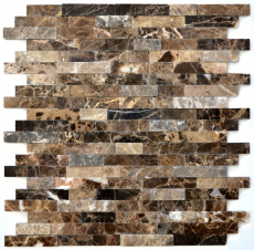 Muestra de mano mosaico azulejo azulejo backsplash autoadhesivo mármol piedra natural marrón oscuro piedra natural emperador oscuro MOS200-0113_m
