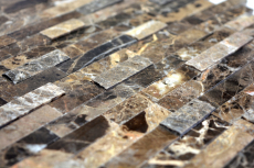 Mosaico azulejos cocina splashback autoadhesivo mármol piedra natural marrón oscuro piedra natural emperador oscuro MOS200-0113_f