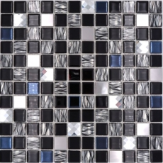 Azulejo de mosaico de vidrio de acero inoxidable autoadhesivo cocina splashback pared revestimiento MOS200-4CM26