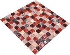 mosaico de vidrio autoadhesivo azulejo de mosaico de piedra natural rosa beige marrón emperador MOS200-4M352