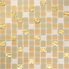 mosaico de vidrio autoadhesivo azulejo de mosaico de piedra natural crema oro mate azulejo backsplash MOS200-4M362