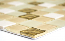 mosaico de vidrio autoadhesivo azulejo de mosaico de piedra natural crema oro mate azulejo backsplash MOS200-4M362