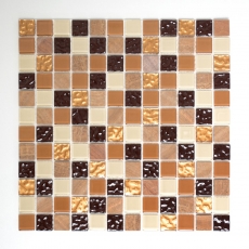 mosaico de vidrio autoadhesivo azulejo de mosaico de piedra natural de color beige marrón azulejo backsplash MOS200-4M372