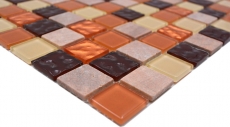 mosaico de vidrio autoadhesivo azulejo de mosaico de piedra natural de color beige marrón azulejo backsplash MOS200-4M372