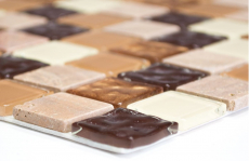 mosaico de vidrio autoadhesivo azulejo de mosaico de piedra natural de color beige marrón azulejo backsplash MOS200-4M372