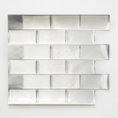 Lámina autoadhesiva de vinilo mosaico Metro plata azulejo backsplash cocina splashback decoración