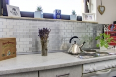 Lámina autoadhesiva de vinilo mosaico Metro plata azulejo backsplash cocina splashback decoración