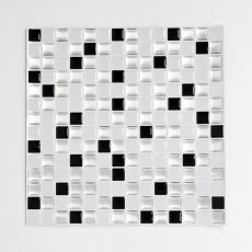 autoadhesivo mosaico azulejo óptica vinilo película adhesiva blanco plata negro azulejo backsplash cocina
