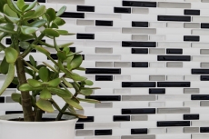 autoadhesivo mosaico stick look vinilo película blanco plata negro azulejo backsplash cocina