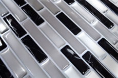 Muestras de mano mosaico azulejo azulejo backsplash vinilo autoadhesivo lámina vinilo plata negro Midnight Marble Dream 4-pack MOSVinyl-24050_m