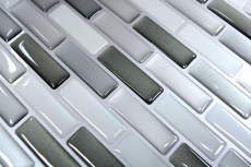 Muestras de mano mosaico azulejo azulejo backsplash vinilo autoadhesivo papel de aluminio vinilo plata blanco vinilo gris plata oblonga 4-pack MOSVinyl-24086_m