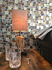 Mosaico de vidrio mosaico azulejos plata crema beige marrón pared azulejo backsplash cocina baño