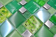 Mosaico de vidrio mosaico azulejos plata verde pared azulejo backsplash cocina baño