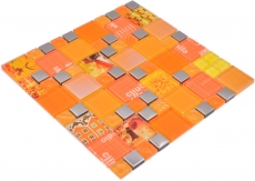 Mosaico de vidrio mosaico azulejos plata naranja pared azulejo backsplash cocina baño