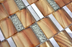 Mosaico de vidrio mosaico azulejos aluminio beige marrón pared azulejo espejo cocina baño