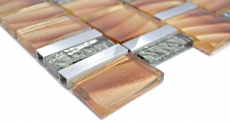 Mosaico de vidrio mosaico azulejos aluminio beige marrón pared azulejo espejo cocina baño