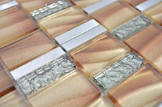 Mosaico de vidrio mosaico azulejos aluminio beige marrón pared azulejo espejo cocina baño