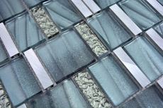 Mosaico de vidrio mosaico azulejos aluminio gris antracita pared azulejo espejo cocina baño
