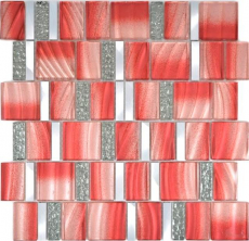 Mosaico de vidrio mosaico azulejos aluminio pastel rojo plata rosa pared azulejo espejo cocina baño