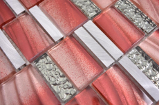 Mosaico de vidrio mosaico azulejos aluminio pastel rojo plata rosa pared azulejo espejo cocina baño