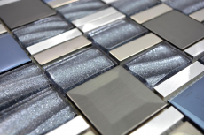 Muestra de mano aluminio mosaico vidrio mosaico ALU plata pared azulejo espejo cocina ducha baño MOS88-0017_m