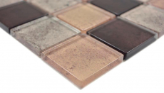 Muestra de mano cristal transparente mosaico de vidrio beige pared azulejo backsplash cocina ducha baño MOS88-1212_m