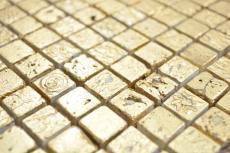 Muestra de mano mosaico piedra resina oro pared azulejo backsplash cocina baño MOS88-0707_m