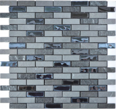 mosaico de vidrio autoadhesivo mosaico compuesto piedra natural antracita gris negro azulejo backsplash MOS200-003