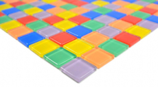 Muestra de mano transparente cristal mosaico colorido pared azulejo backsplash cocina baño MOS63-1234_m