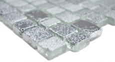 Muestra de mano transparente cristal mosaico vidrio mosaico gris negro pared azulejo backsplash cocina baño MOS85-0203_m