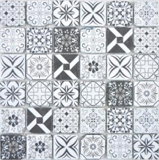 Mosaico de vidrio mosaico azulejos VINTAGE LOOK retro antracita negro blanco pared azulejo backsplash cocina cuarto de baño MOS63-0103