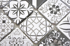 Mosaico de vidrio mosaico azulejos VINTAGE LOOK retro antracita negro blanco pared azulejo backsplash cocina cuarto de baño MOS63-0103